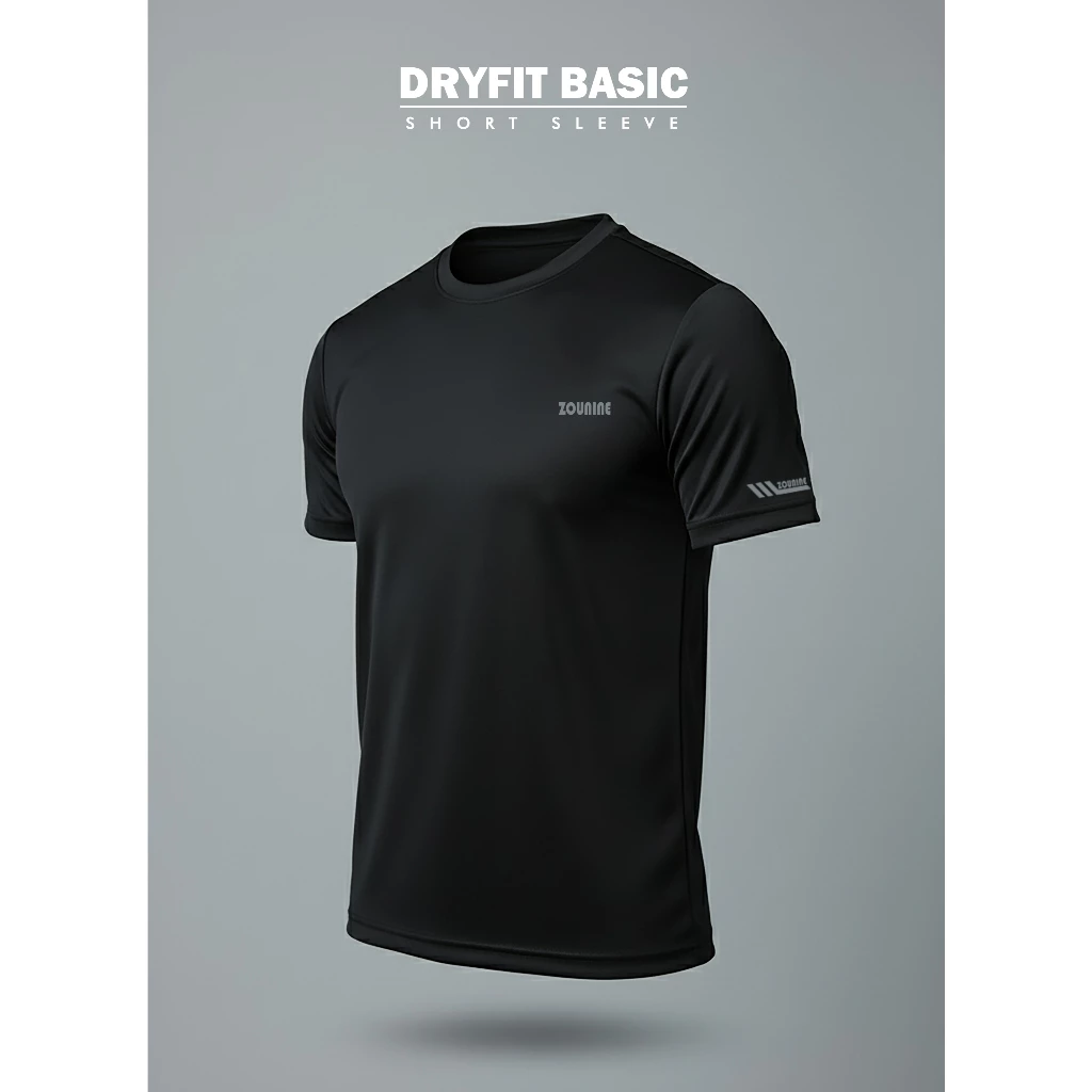 Zou9 Kaos Olahraga Pria T-Shirt Dryfit Basic Lengan Pendek Baju Running Sport Gym Fitness