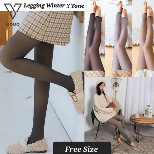 UOUO legging 3 tone thermal spring summer winter premium celana musim dingin fasion korean