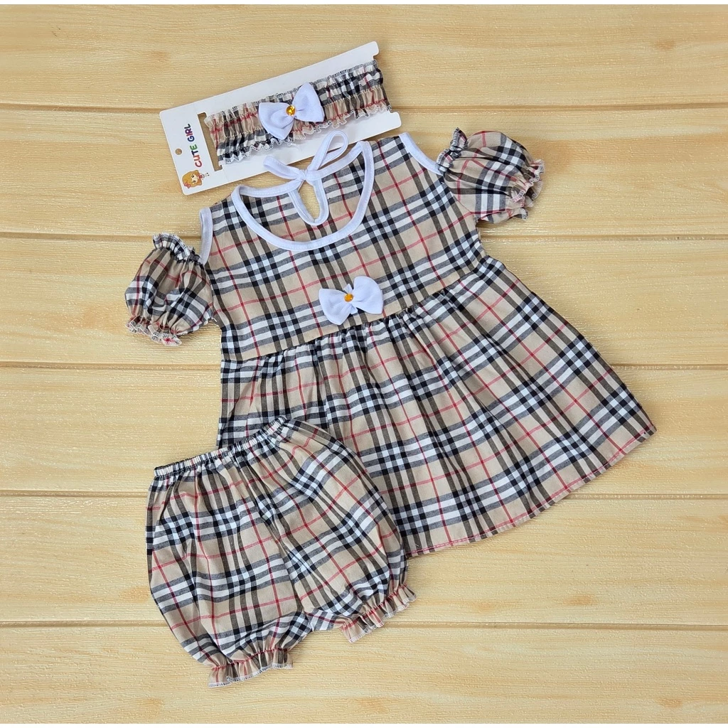 COD Setelan Bayi Sabrina FREE Bando 0-12 Bulan Baju Bayi Leticia SNI