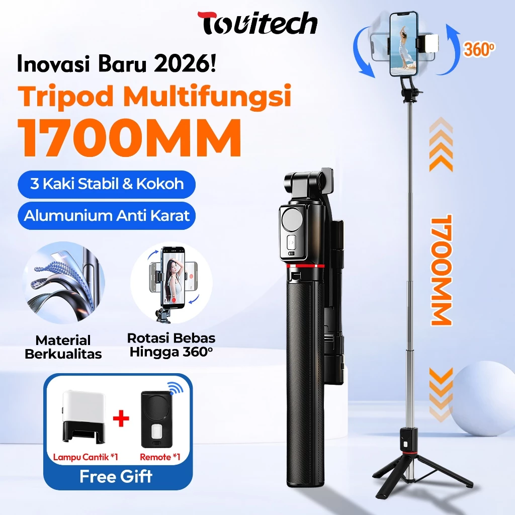 TOUITECH SS12 Tripod 170cm + Lampu LED