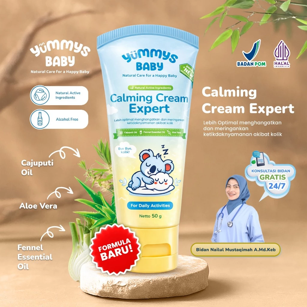 YummysBaby Calming Cream Expert | Redakan Kolik Kembung Lindungi Iritasi Kulit Bayi Sensitif