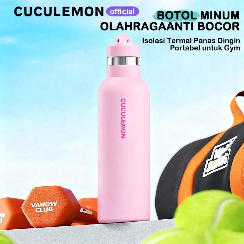 CucuLemon Tumbler Olahraga Stainless Steel 750ml Termos Tahan Panas Dingin Botol Minum Portable