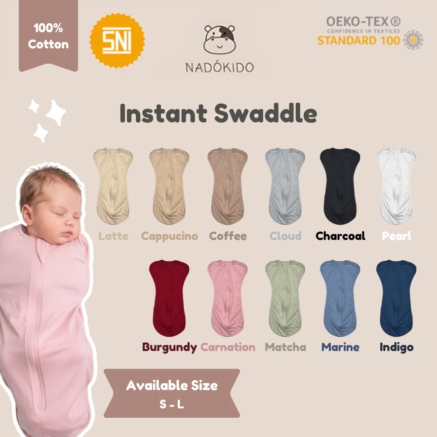 Nadokido Instant Swaddle Baby / Kain Bedong Bayi Instan Polos / Selimut Polos Anak