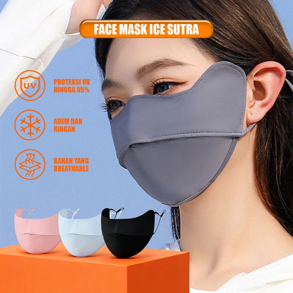 Masker Wajah Anti UV Bahan Ice Sutra / Face Mask Outdoor Unisex / Masker Kain Pelindung
