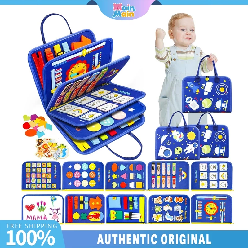 MainMain Busy Board Montessori Mainan 12 Halaman Papan Untuk Perkembangan Sensorik Anak Mainan Edukasi Anak Activity Book Busy Book