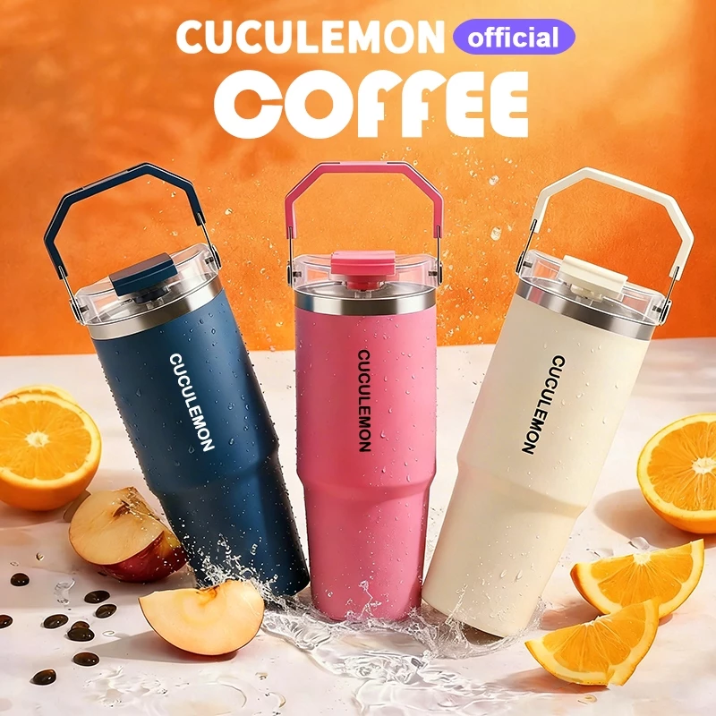 CucuLemon Tumbler Stainless Steel 890ml Termos Tahan Pansa Dingin Botol Minum Portable Bottles Kopi