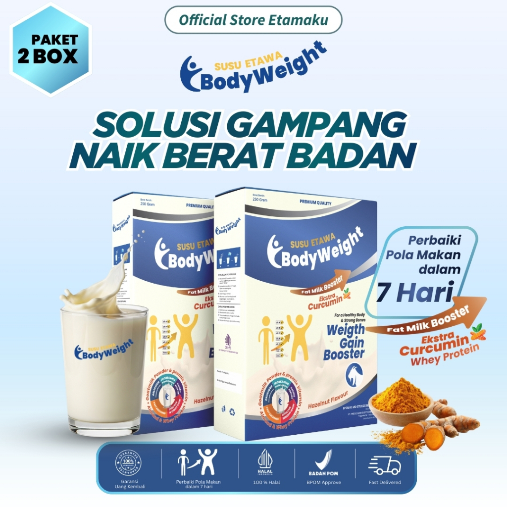 BODYWEIGHT Ekstra Curcumin Susu Etawa Penambah Berat Badan dengan Whey Protein Untuk