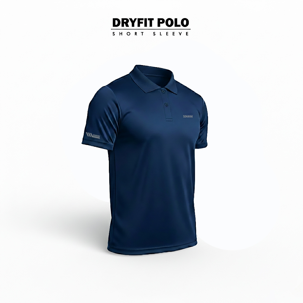 Zou9 Baju Polo Olahraga Pria Gym Lari Atasan Fitness Bahan Dry Fit