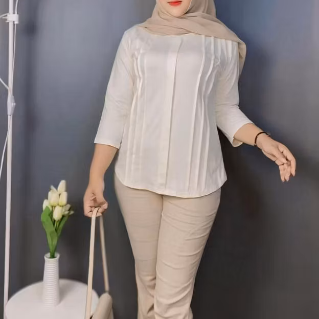 Nabila Blouse Rampel / Baju Atasan Wanita Lengan 7/8 Spandex Rayon