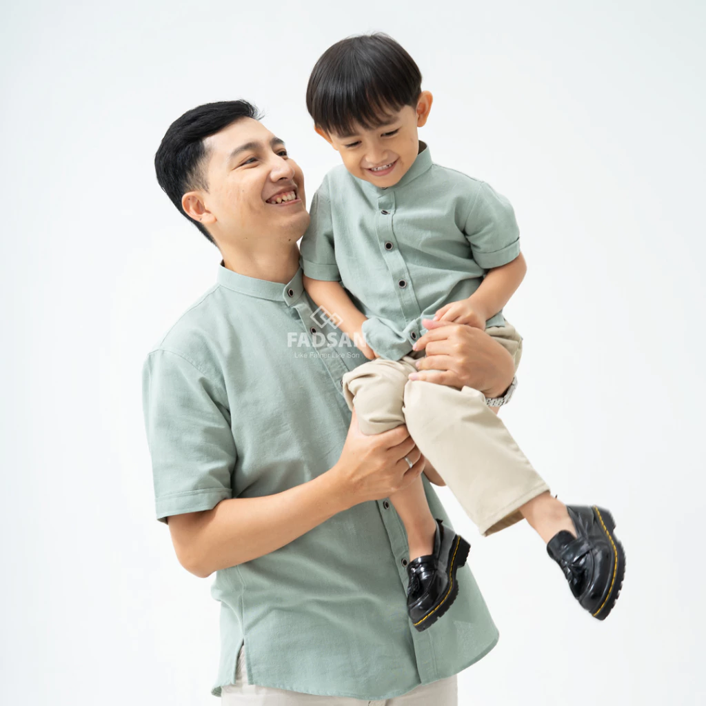 Koko Couple Ayah dan Anak Kemeja Lengan Pendek Katun Organik Adem Nyaman Tufy Series FADSAN