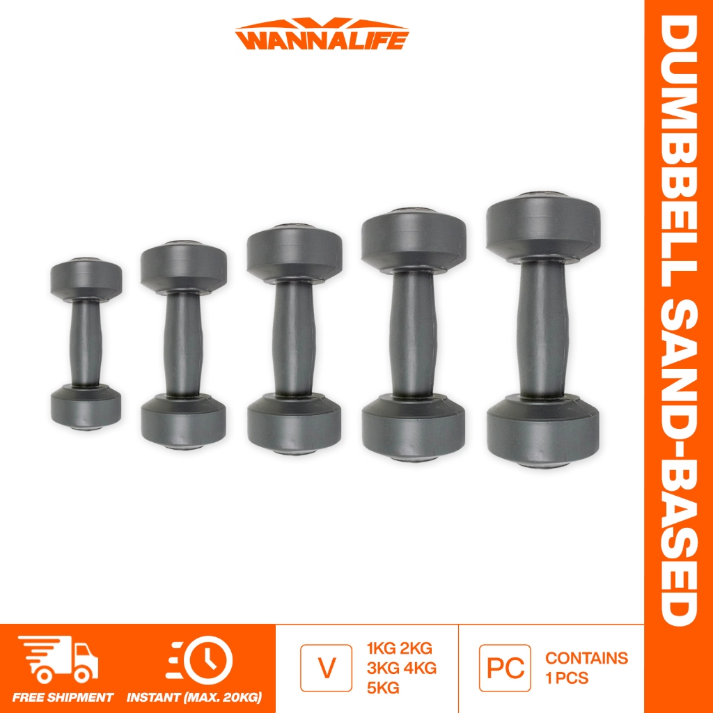 WANNALIFE Dumbbell 1kg 2kg 3kg 4kg 5kg 10kg Pasir | PVC | Latihan Beban