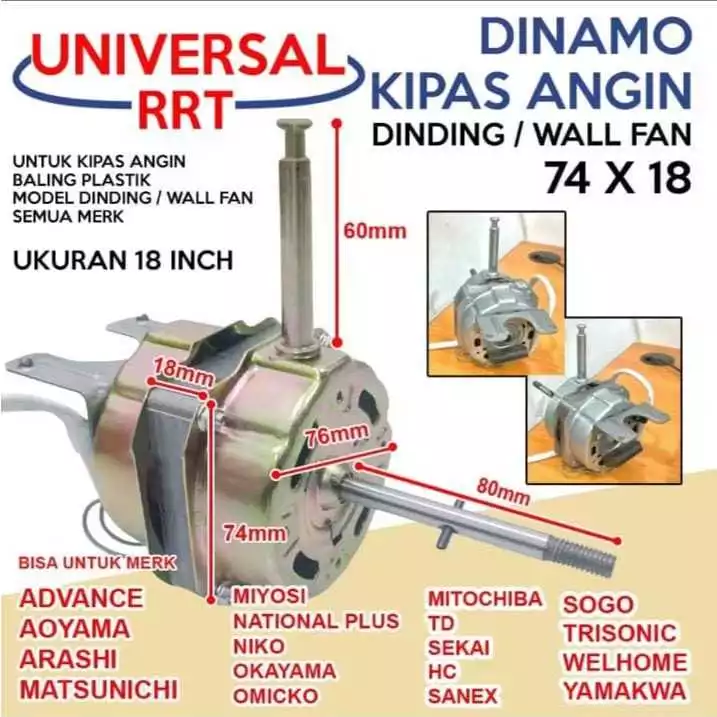 Dinamo Kipas Angin RRC China/Fan motor  Sanex/Multi 12/16 Inch/Mesin Kipas Universal.