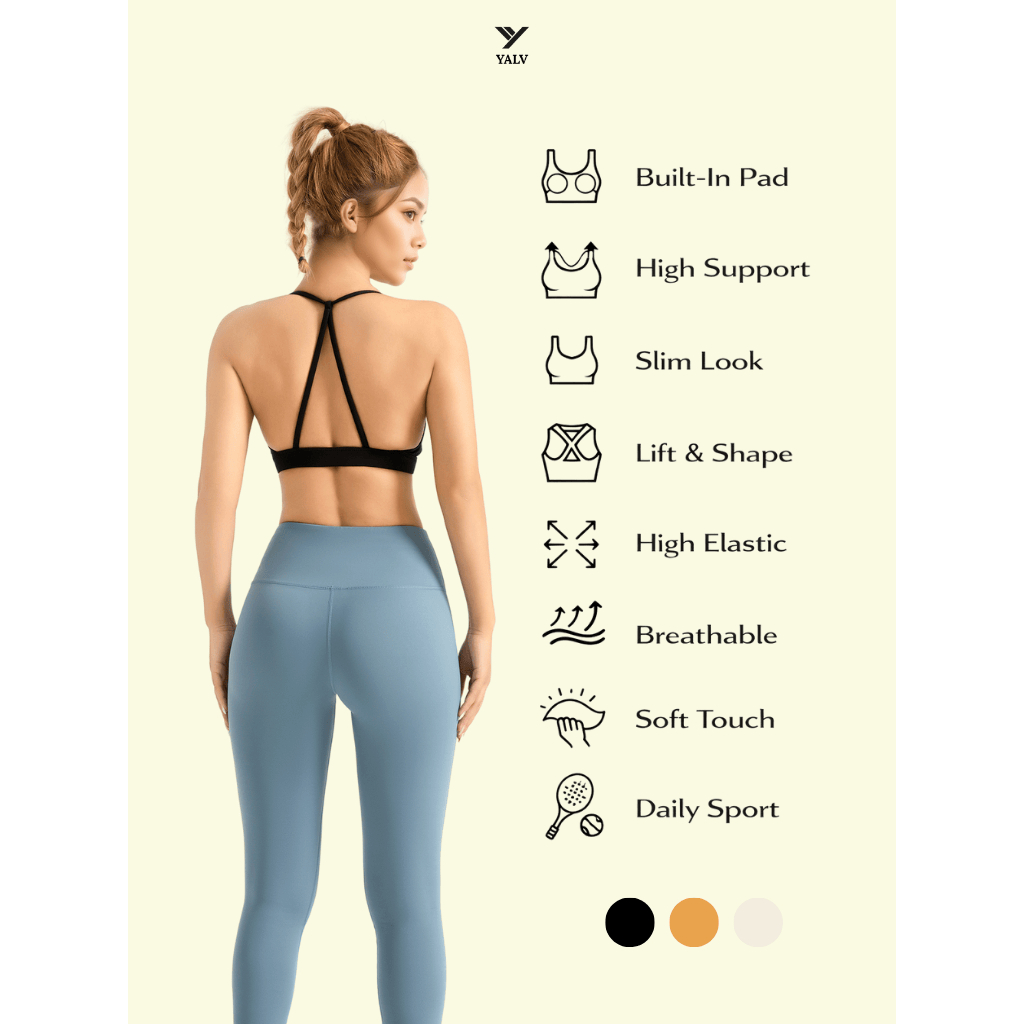 Yalv Vibe Sport Bra Push Up BH Pakaian Olahraga Kekuatan Tinggi Shockproof Gym Running