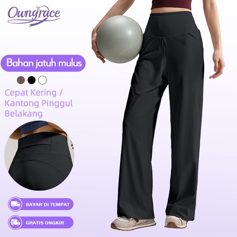 Jogger Wanita High Waist Oversize Lentur Adem Celana Olahraga Senam Hangout