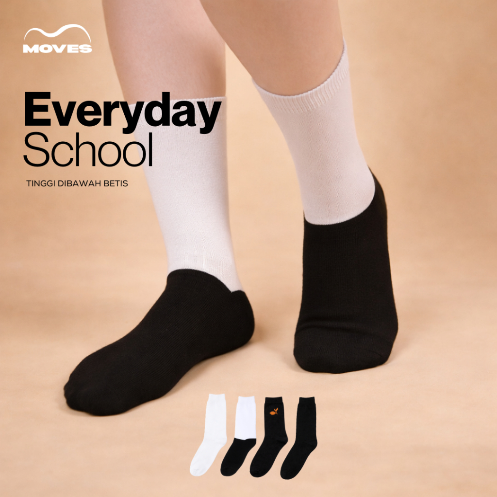MOVES Everyday School - Kaos Kaki Sekolah SD SMP SMA Pramuka Halus High Quality