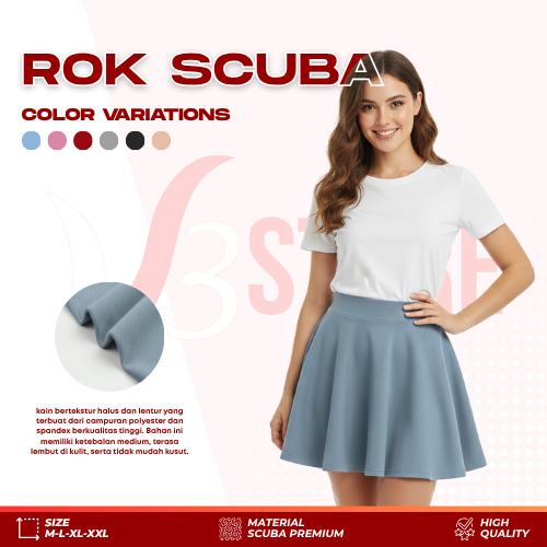 V3 - Rok Olahraga Wanita Sport Rok Zumba Scuba Premium Polos