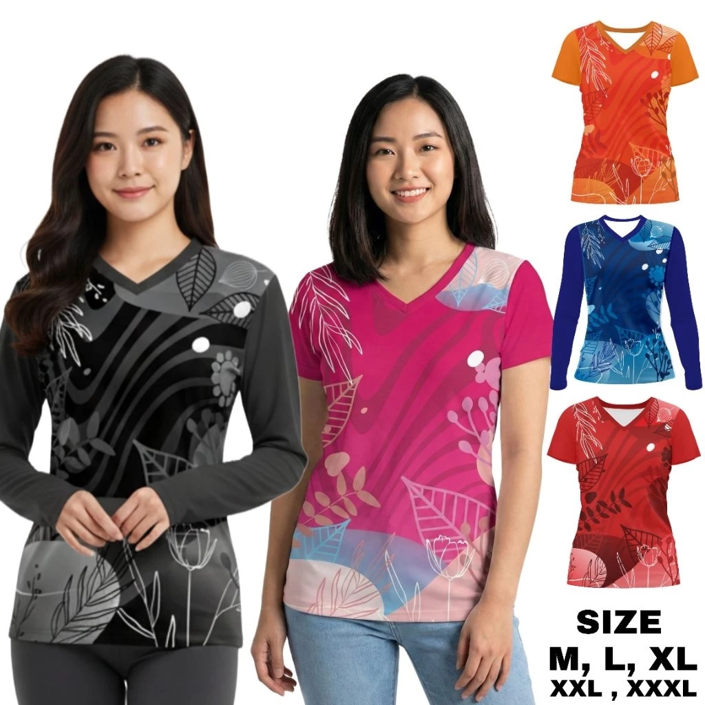 atasan olahraga printing jersey running zumba Baju senam Kaos Fitnes Lari Gym seragam