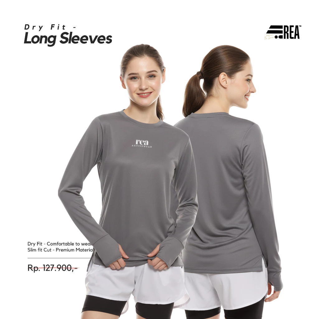 REA ACTIVEWEAR - Kaos Running Dry Fit Lengan Panjang Baju Olahraga Wanita Lari Gym Fitness