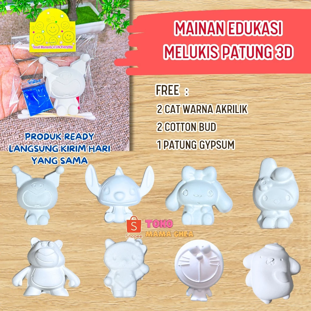 [TERMURAH] Mainan Edukasi Melukis Melukis Gypsum 3D Painting Free 2 Cat + 2 Cotton + 1