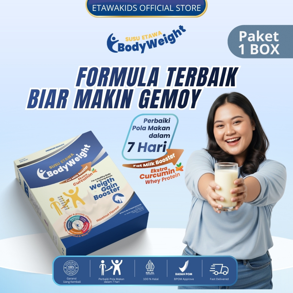 Penggemuk Badan Bodyweight Ekstra Curcumin Whey Protein dan Almond, Efektik Meningkatkan
