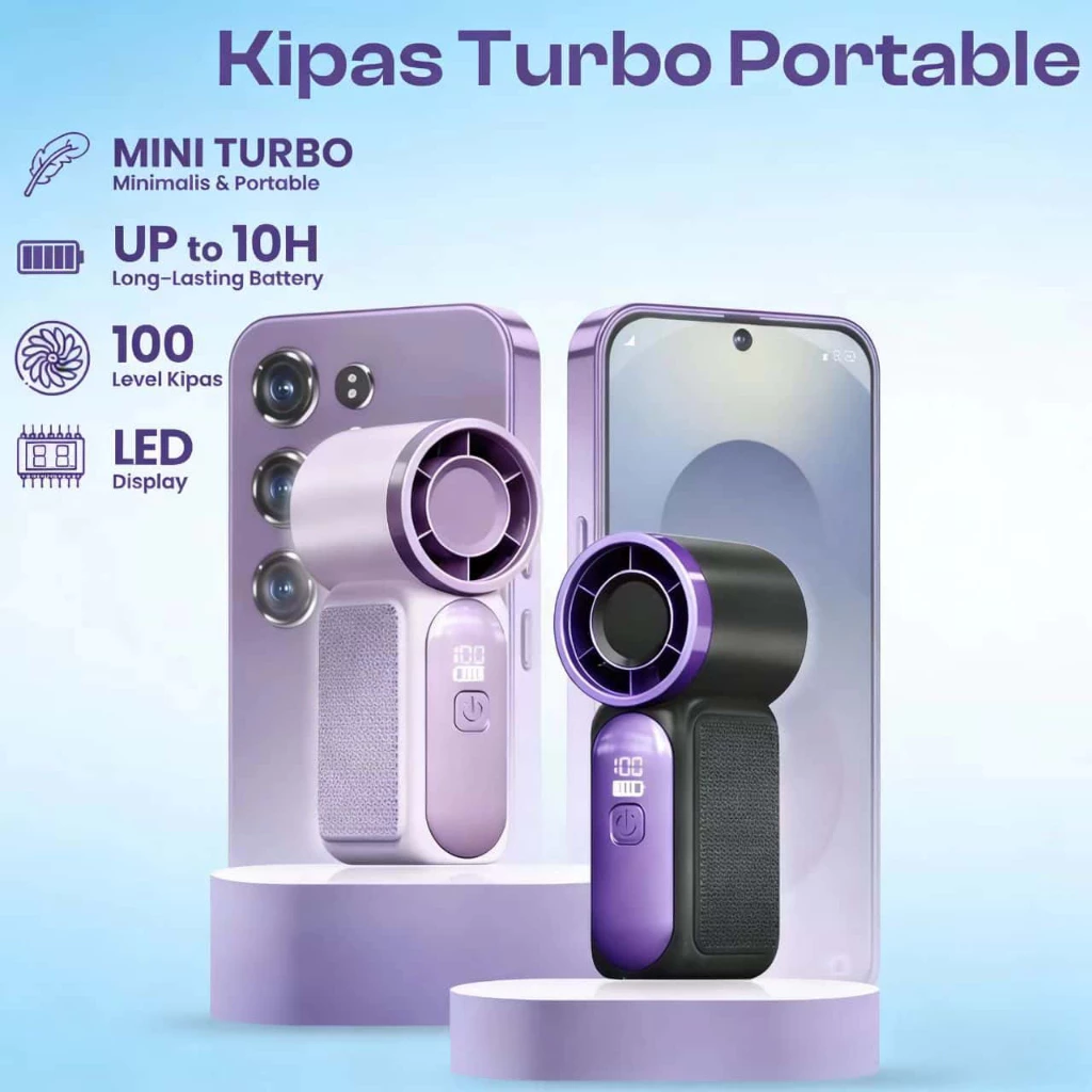 Mini Super Kencang Kipas LED Angin Tangan Genggam Turbo Dengan Daya 100gigi Strong Wind