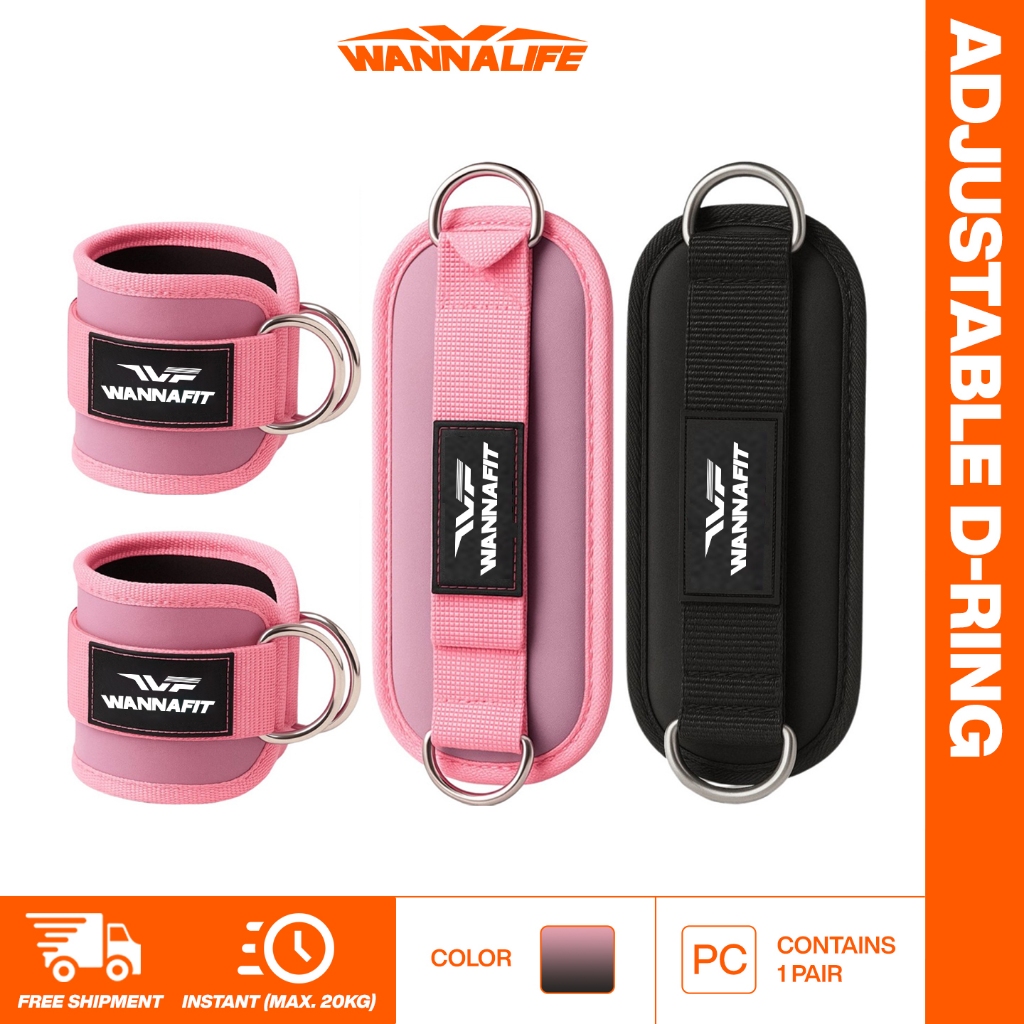 WANNALIFE Adjustable Ankle Strap with D-Ring | Pengait Olahraga | Aksesoris Gym & Fitness