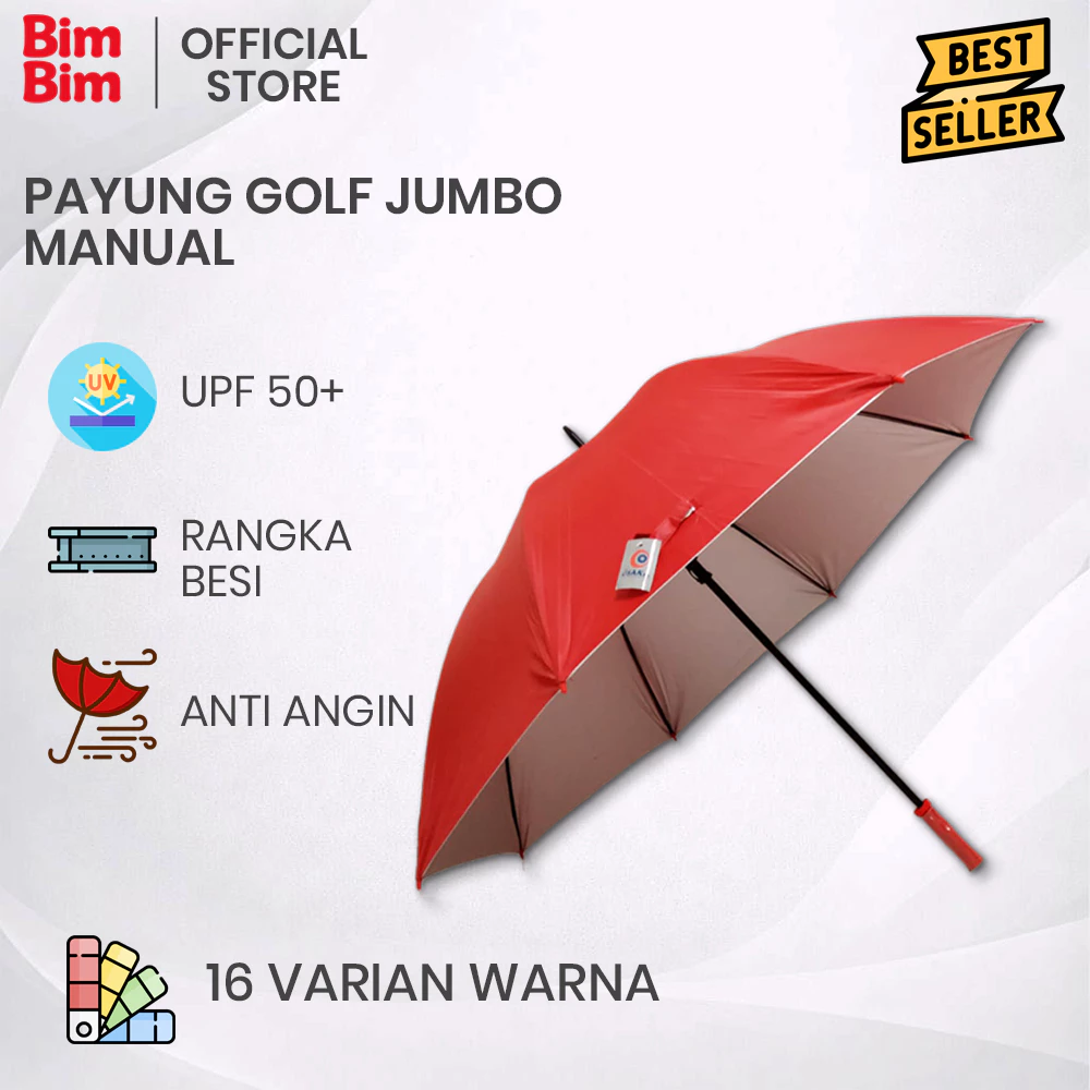 Payung Golf Polos Jumbo Size Anti UV Anti Angin Manual Premium Quality