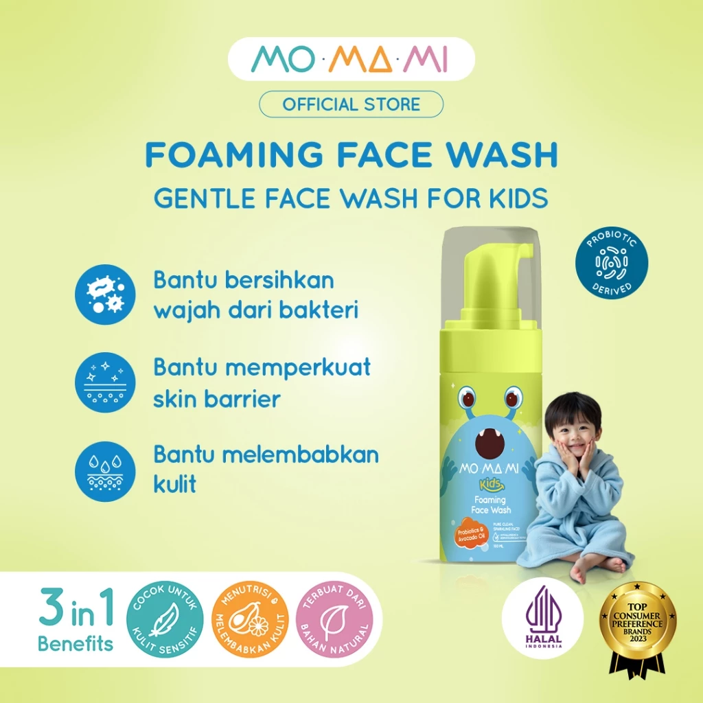 Momami Kids Gentle Foaming Face Wash 100ml with Probiotics - Sabun Muka Wajah Anak Kulit Sensitif