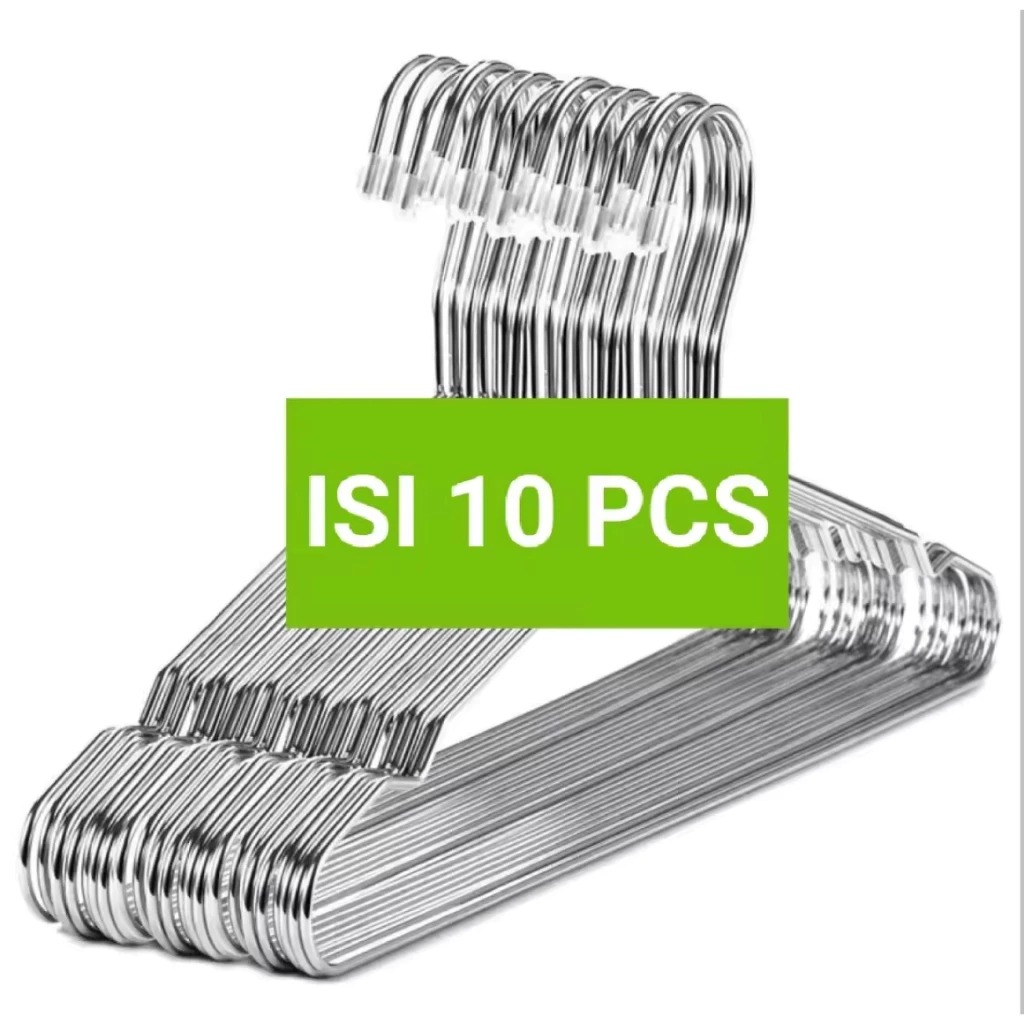 10 PCS Gantungan Baju Stainless Anti Karat, Kuat dan Tahan Lama LEBIH TEBAL DARI GATUNGAN BIASA