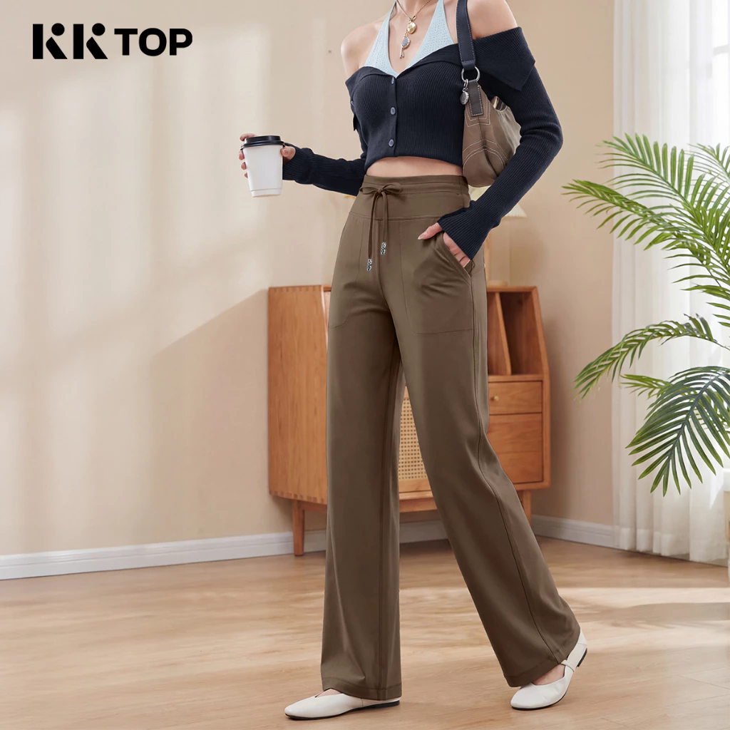 KKTOP Kulot Wanita Lycra® High Waist Oversize Lentur Adem Celana Olahraga Senam Hangout