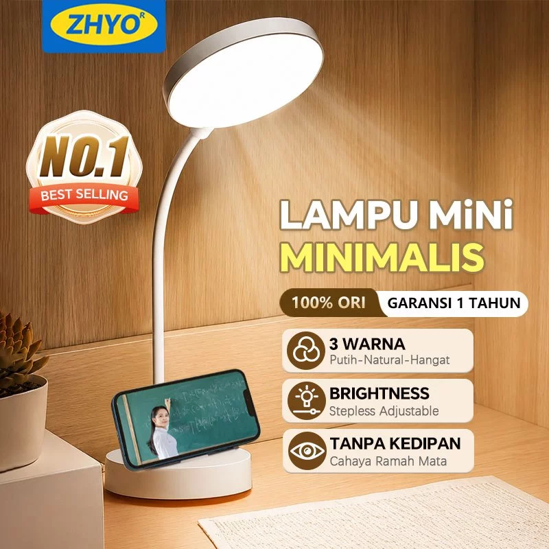 100% Original Lampu Meja LED Lampu Belajar 3 Warna Lampu Malam Untuk Perawatan Mata Anak Pengisian Daya USB Dapat Dilipat