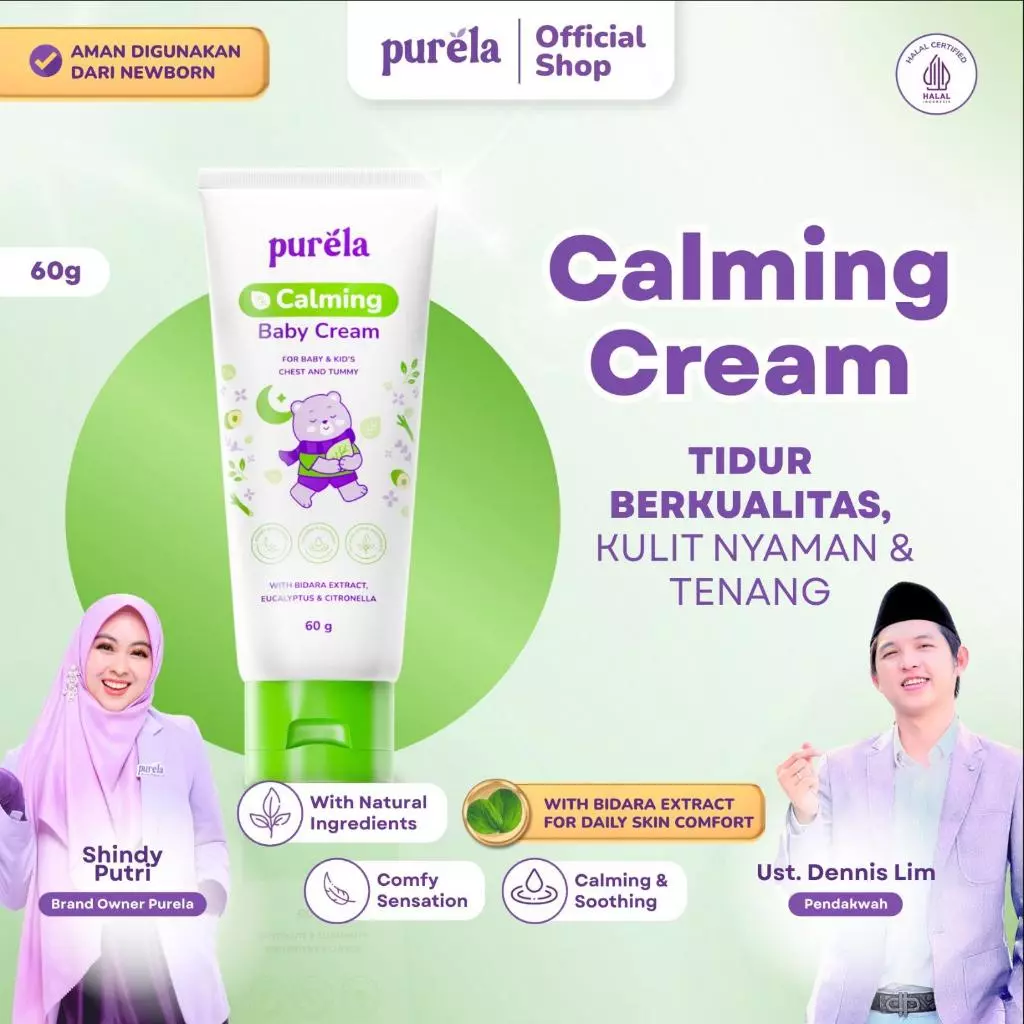 PURELA Calming Baby Cream – Natural Active Ingredients, Memberikan Kenyamanan, Melindungi & Merawat Kulit Bayi