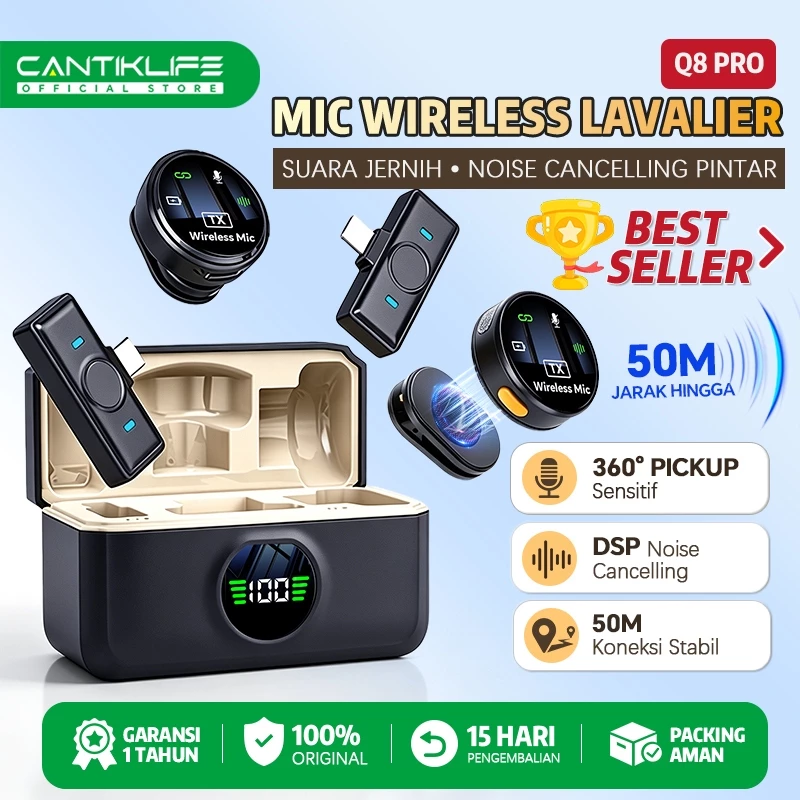 Cantiklife Q8 Mikrofon Wireless Dual Lavalier