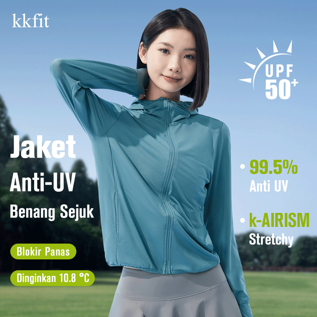 KKFIT ORI 100% Jaket Wanita Anti UV UPF50+ Jaket Dingin Tipis Cepat Kering Untuk Outdoor