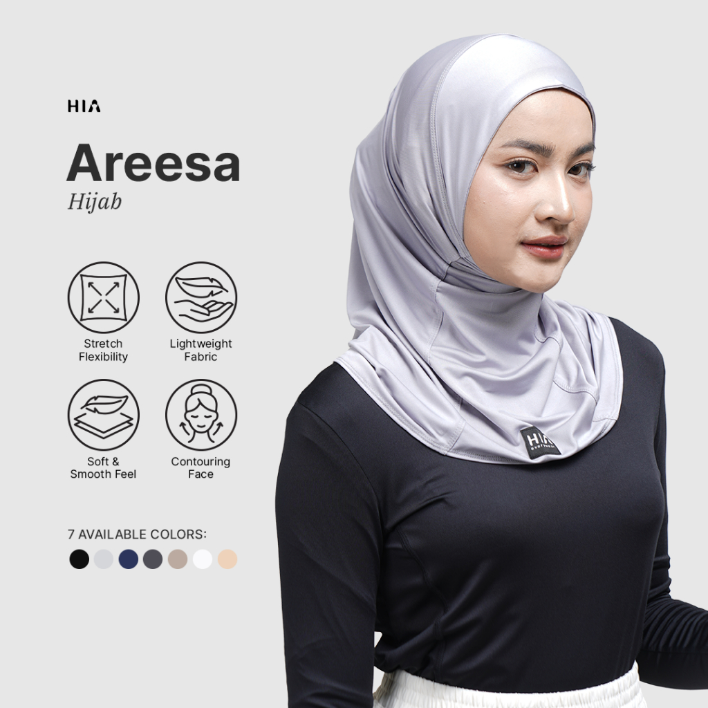 HIA Everywear Areesa Hijab Sport Instan Jilbab Running Padel Tennis Lari Gym Dry Fit