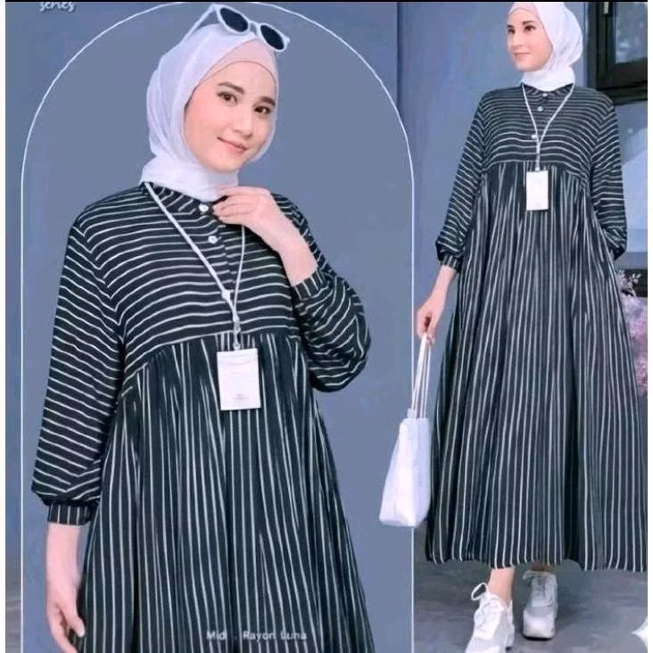 Nadya Midi Dress Muslim Wanita Katun Viscose