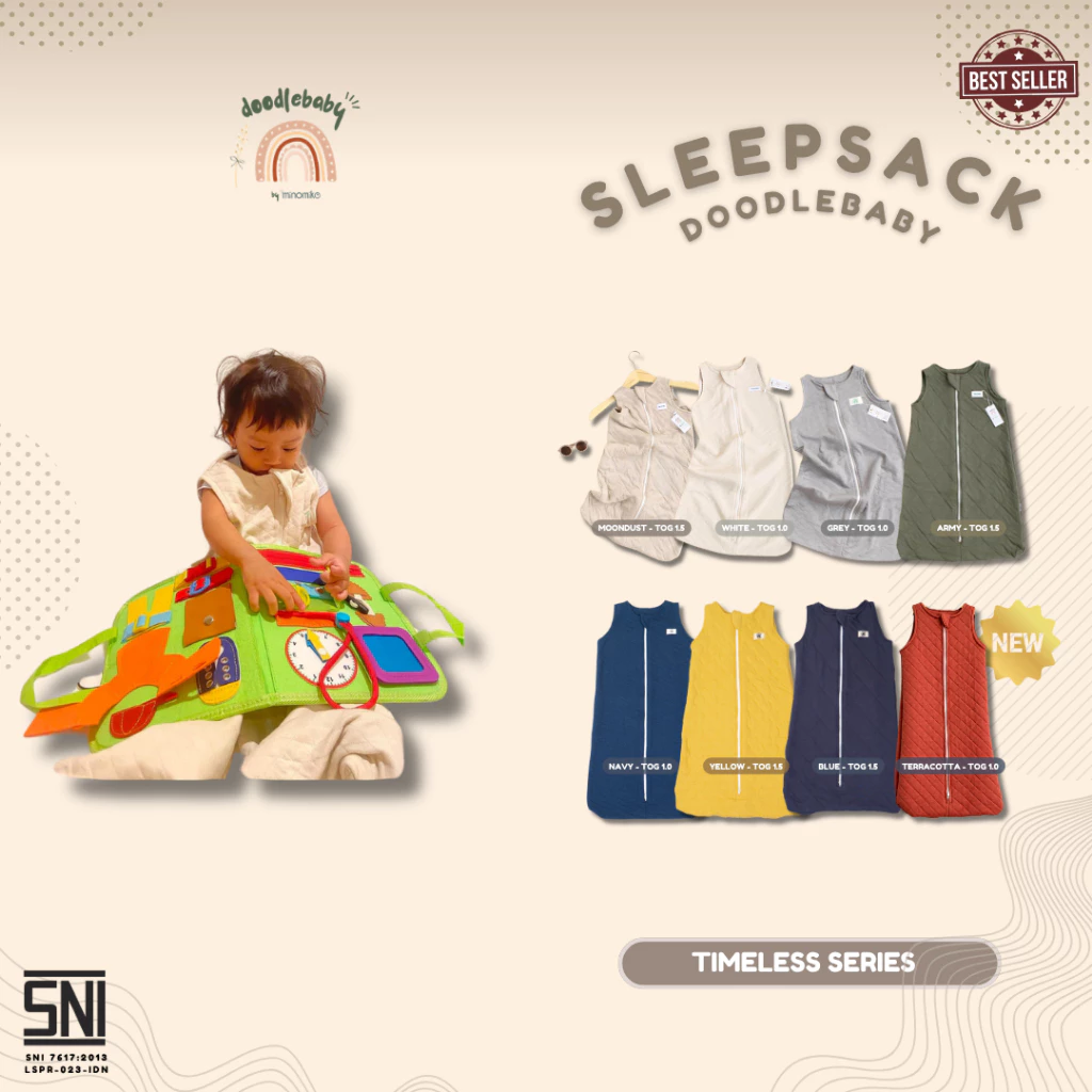 Doodlebaby Sleep Sack Kantong Tidur Bayi Timeless Series 2 layer TOG 1 - 1.5 | Selimut instant sleepsack