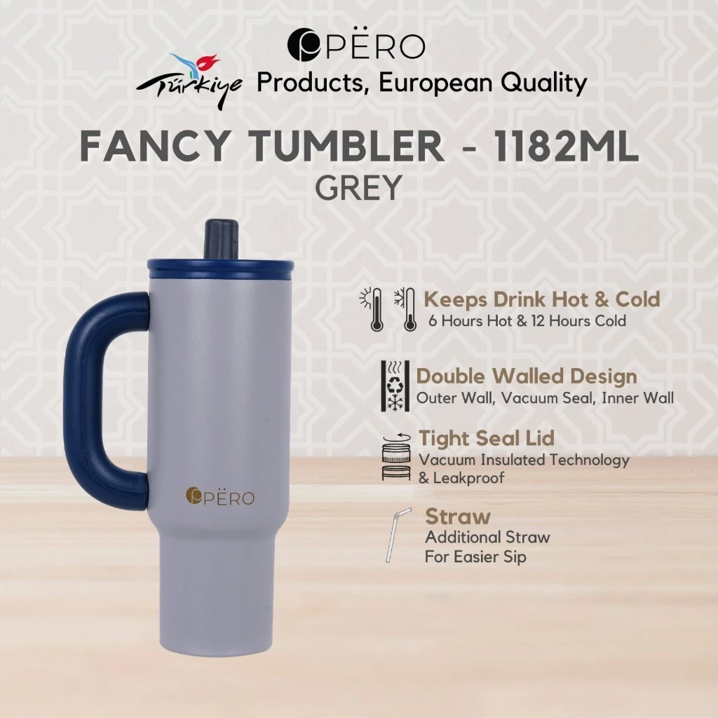 Pero Fancy Tumbler Permos 1182ML with Handle / Botol Minum Tumbler Vakum Anti Panas dan Dingin 1182ML