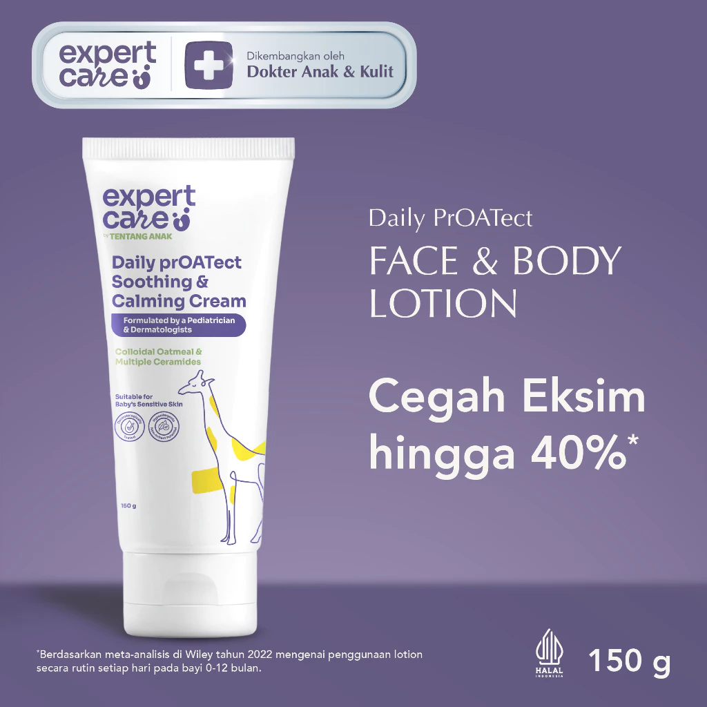 Expert Care Face & Body Lotion Bayi & Anak - Lotion Aman Bayi & Anak Kulit Sensitif dengan Colloidal Oatmeal (50g / 150g) | Lembapkan & Bantu Cegah Ruam