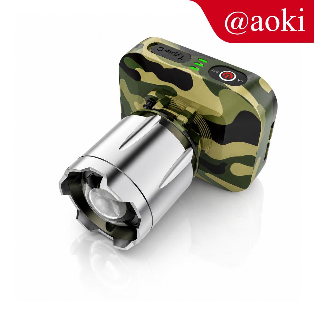 AOKI Senter Kepala Cahaya Maksimal Plus RechargePro USB-C, 80W 1300lumen 1500lumen