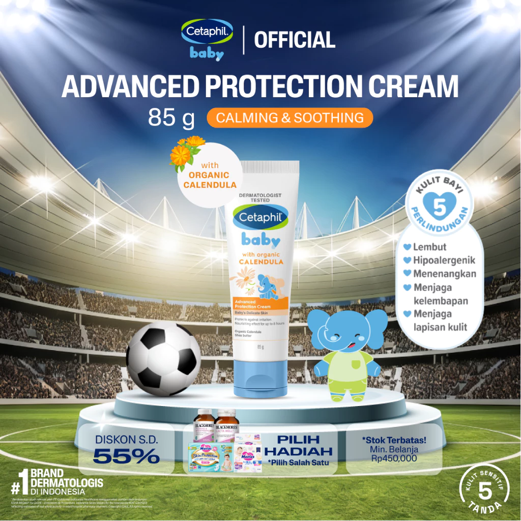 Cetaphil Baby with Organic Calendula Advanced Protection Cream 85g dengan Glycerin dan Shea Butter Krim Perawatan Pelembap Kulit Bayi yang Sangat Kering