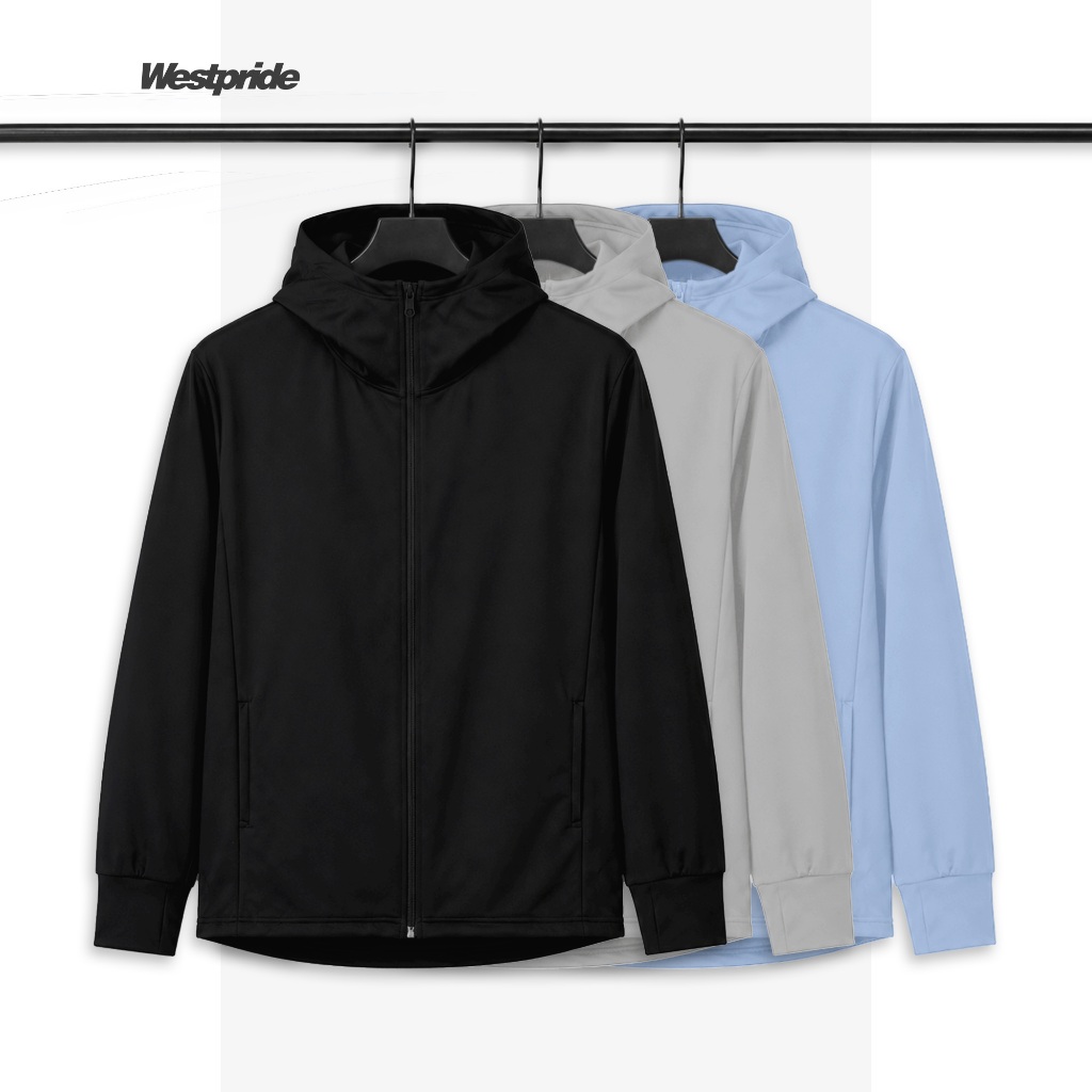 Westpride - Jaket Hoodie Olahraga Pria Wanita | Jumper Polos Cepat Kering Breathable