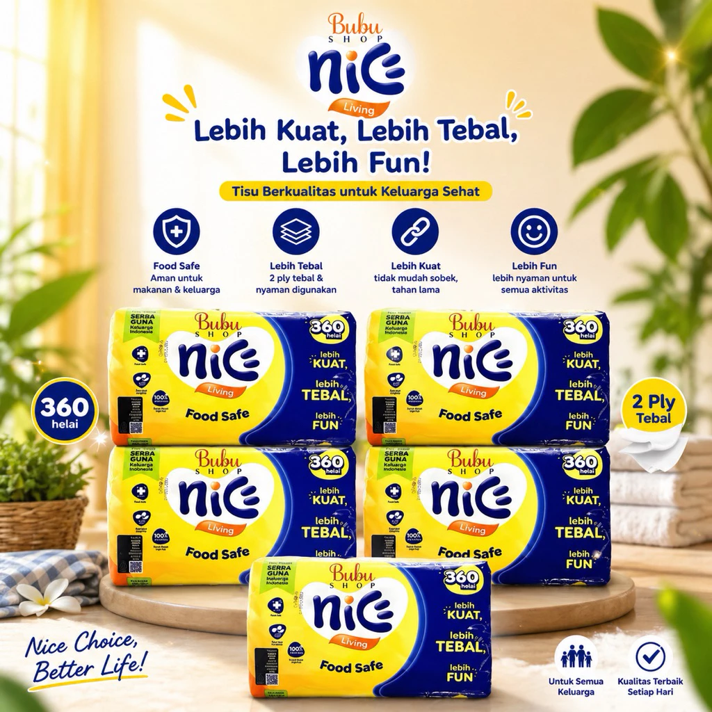 PAKET (5pcs) Tissue NICE 360 helai kemasan baru NEW !!! (5pcs)