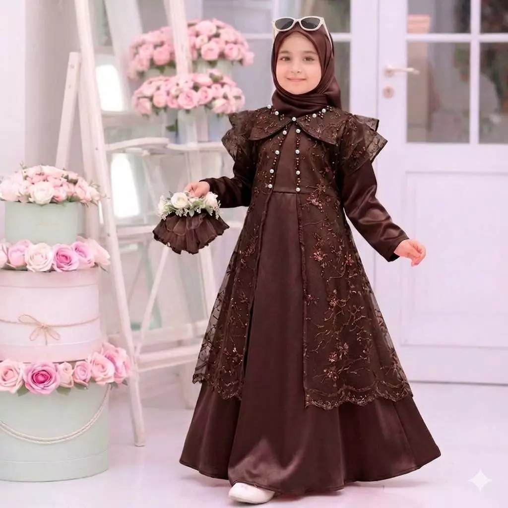 Kids Kanaya Gamis Lengan Panjang Tilemutiara 2-11 Tahun Gamis Mewah Mutiara Gaun Pesta Anak Perempuan Mewah Cantik Elegant