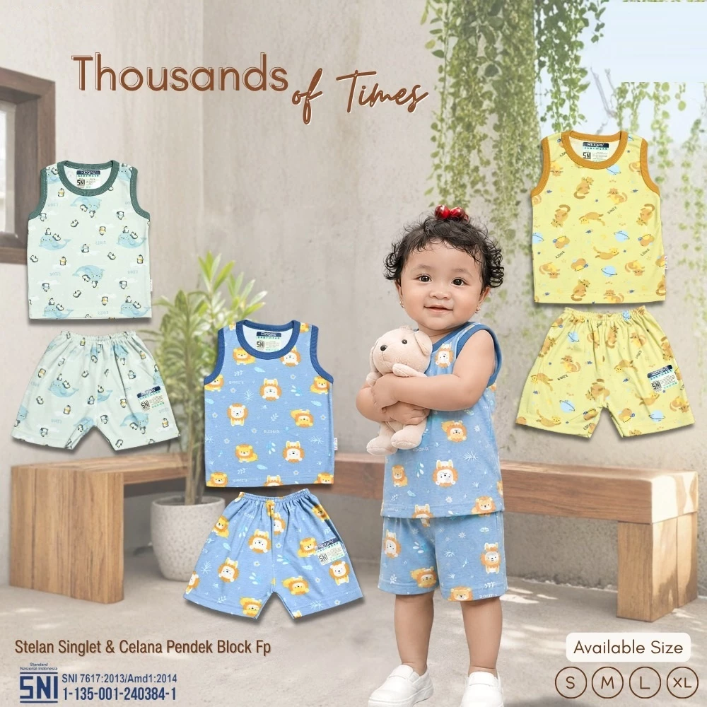 Promo Baju Setelan Anak Singlet Ridges Motif Dasar Warna  0-4 tahunan S - XXL / Baju Bayi Adem Lembut ber-SNI - Setelan Baju Bayi
