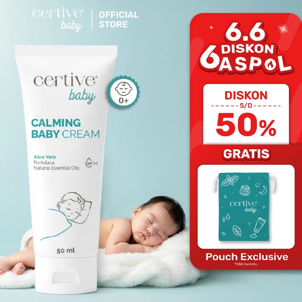 CERTIVE Calming Baby Cream Tube 50ml - Krim Bayi Penghangat Aman Newborn untuk Kembung, Masuk Angin, Kolik, Pijat Bayi & Tidur Nyenyak