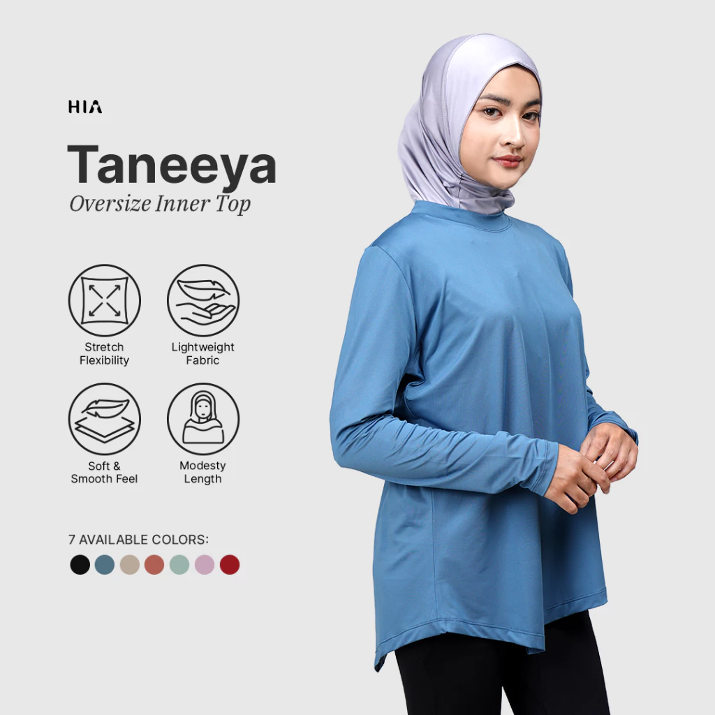 HIA Everywear Taneeya Baju Olahraga Wanita Running Yoga Pilates Gym Lari Oversized Inner