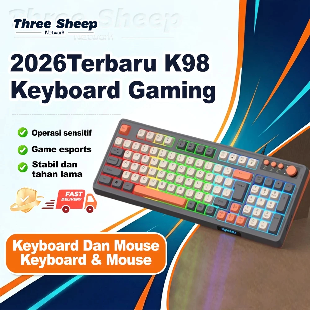 TSN Keyboard K98 Gaming E-sports Jerman dengan Kabel Switch Coklat Senyap Sensasi Mekanis dan Nirkabel Keyboard Gaming Mekanik Keyboard Gaming Keyboard Komputer