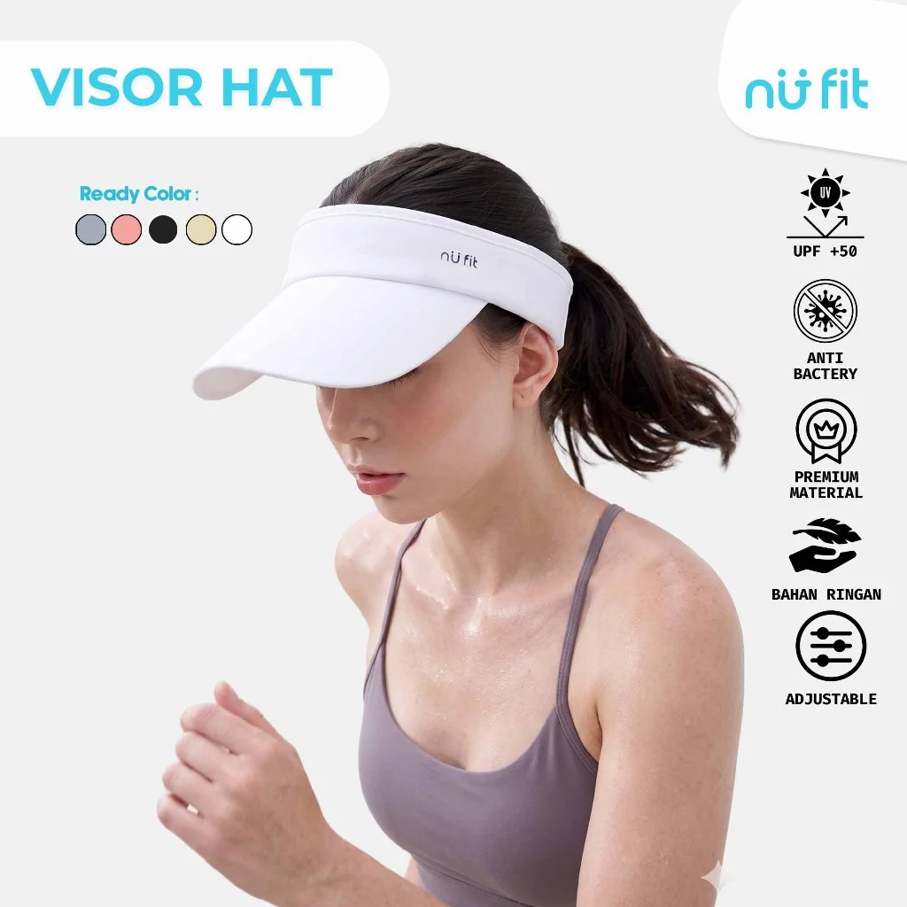 Nu Fit - Topi Olahraga - Topi Visor Hat Wanita Pria Unisex - Topi Tennis Golf Running