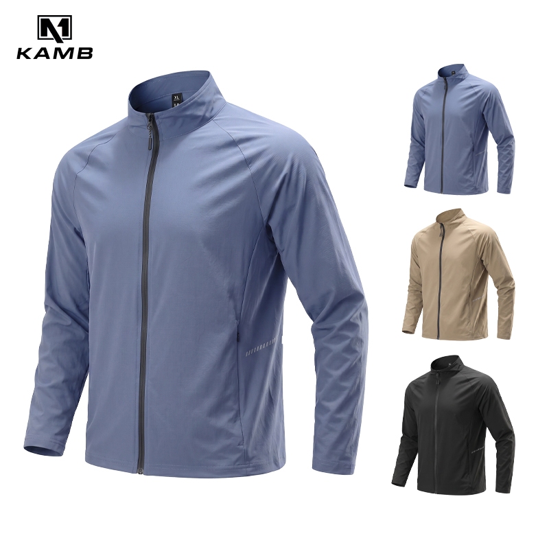 New Product KAMB Jaket Anti Air Pria Saku Ritsleting Anti UV UPF50+